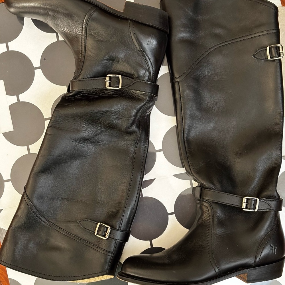 Frye Black Leather Riding Boots